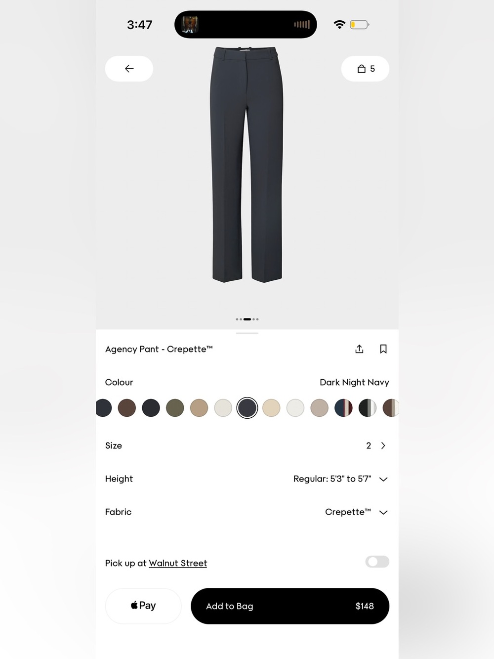 Aritzia The Agency Crepette Pant in Dark Night Navy - Picture 3 of 6